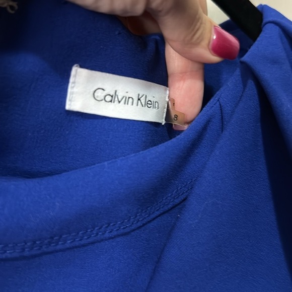 Calvin Klein Women's Sleeveless Sheath Dress Ruffle Detail Blue Size 8 - Picture 2 of 4